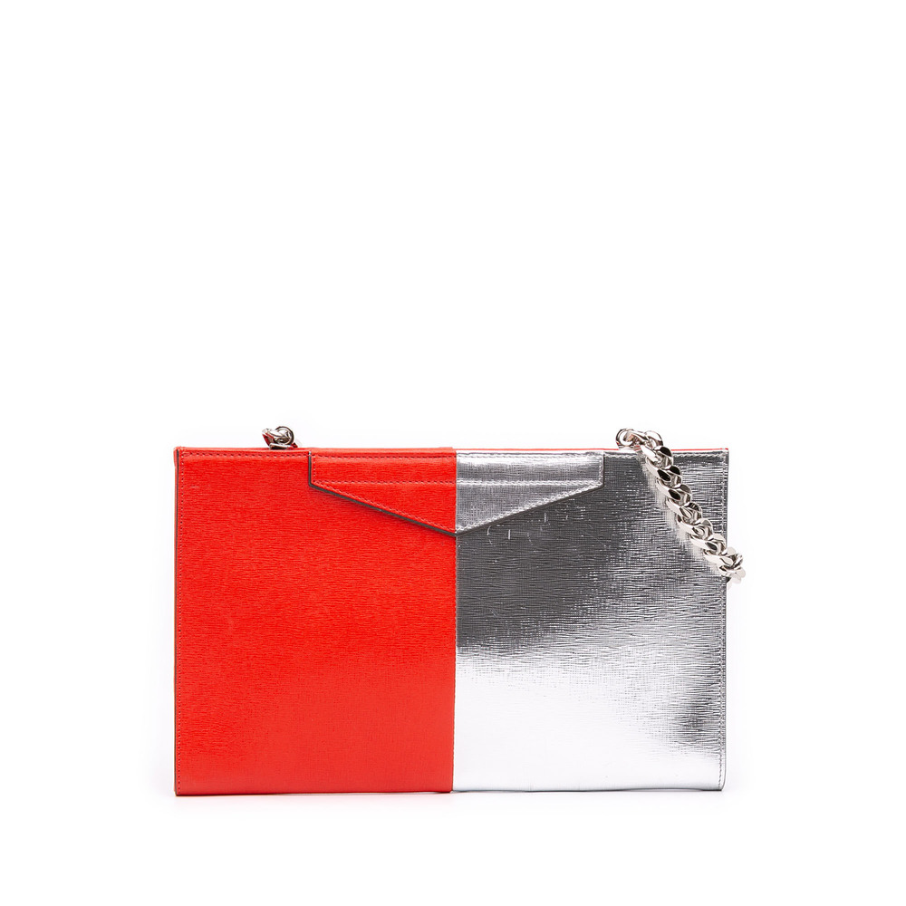 Pre-Loved Fendi Bicolor Metallic Leather Grande Clutch with Chain